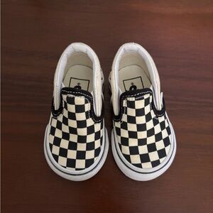 Vans Kids Black and White Checkered Slip-On Sneakers